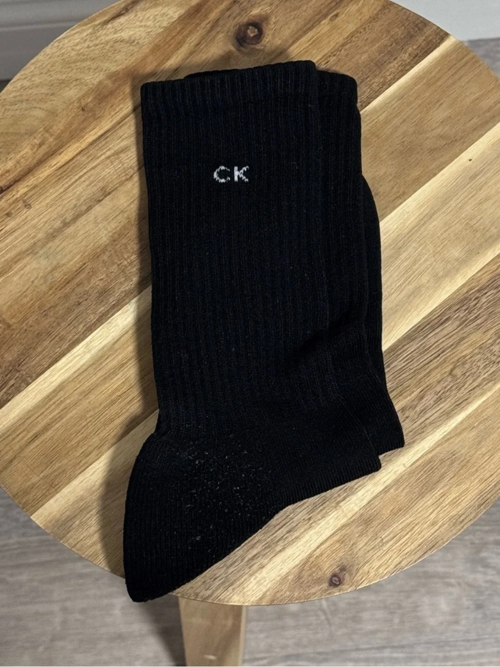 Calvin Klein Black Crew Socks Unisex CK Logo Soft Cotton Blend OSFM